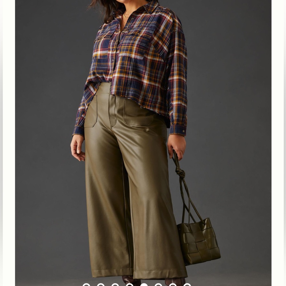Maeve Anthropologie Leather Cropped Pants